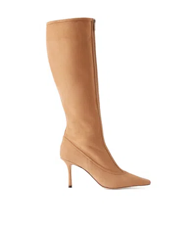 Jimmy Choo Paneled Suede Knee-high Boots In Brown