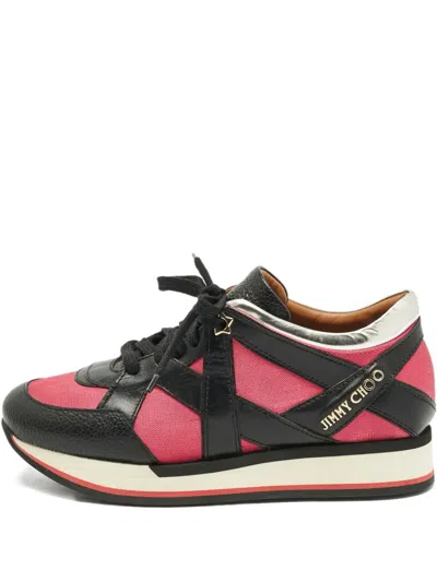 Pre-owned Jimmy Choo Panelled Lace-up Sneakers In Black