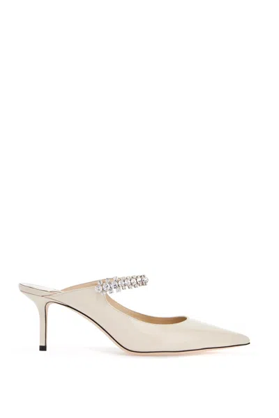 Jimmy Choo Patent Leater Bing 65 Mules In White