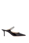Jimmy Choo Bing 65 Embellished Patent Leather Mules In Black