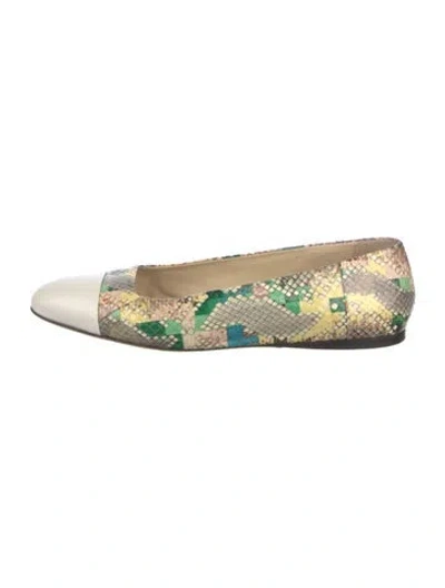 Pre-owned Jimmy Choo Patent Leather Animal Print Ballet Flats In Neutral