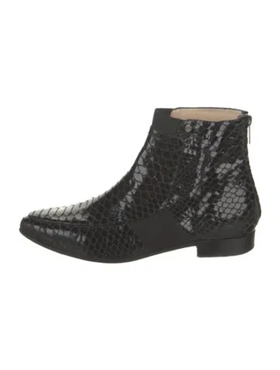 Pre-owned Jimmy Choo Patent Leather Animal Print Boots In Black