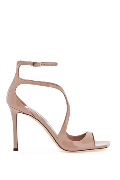 Jimmy Choo Azia 95mm Leather Metallic Sandals In Gold