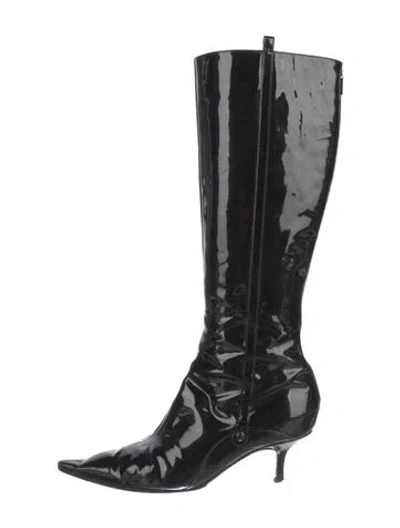 Pre-owned Jimmy Choo Patent Leather Boots In Black