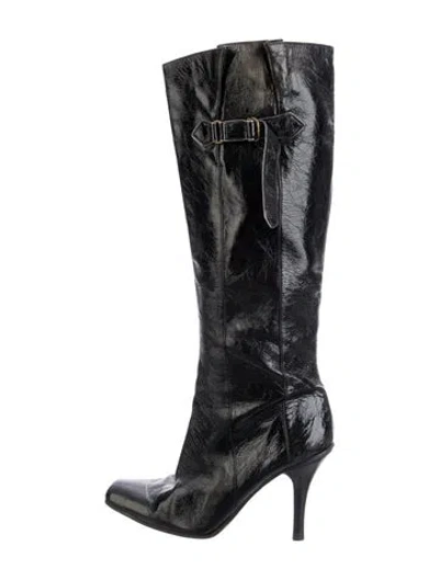 Pre-owned Jimmy Choo Patent Leather Boots In Black
