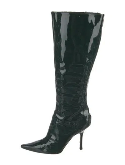 Pre-owned Jimmy Choo Patent Leather Boots In Green