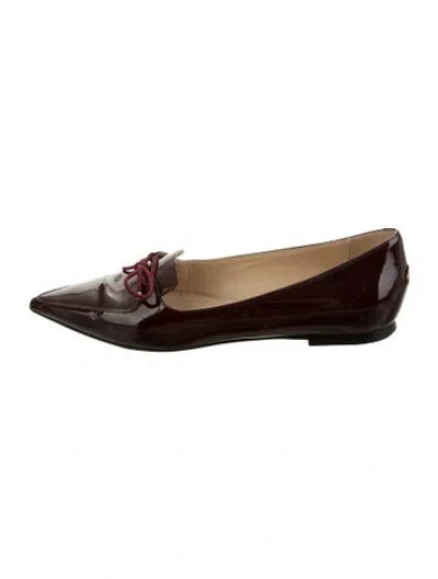 Pre-owned Jimmy Choo Patent Leather Bow Accents Loafers In Burgundy