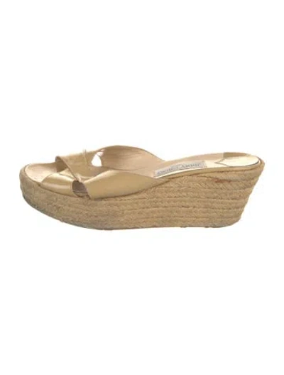 Pre-owned Jimmy Choo Patent Leather Braided Accents Espadrilles In Neutral