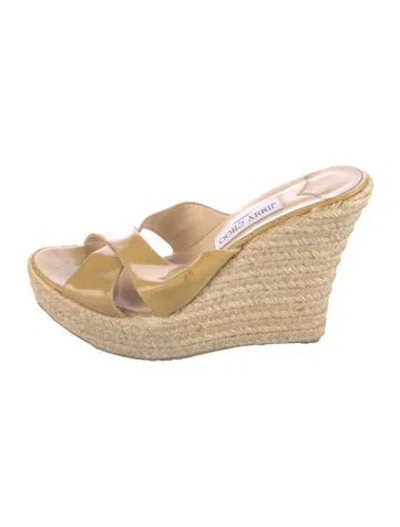 Pre-owned Jimmy Choo Patent Leather Braided Accents Espadrilles In Neutral