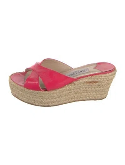 Pre-owned Jimmy Choo Patent Leather Braided Accents Espadrilles In Pink