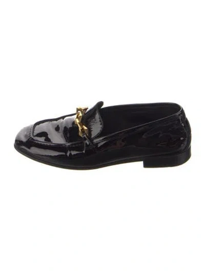 Pre-owned Jimmy Choo Patent Leather Chain-link Accents Loafers In Black