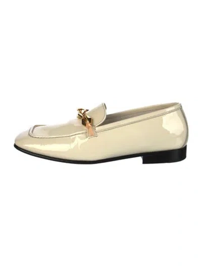 Pre-owned Jimmy Choo Patent Leather Chain-link Accents Loafers In Neutral