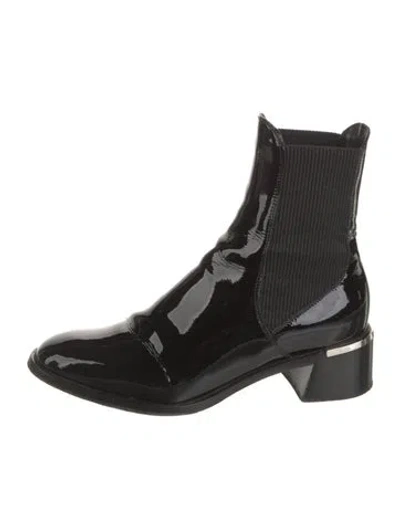 Pre-owned Jimmy Choo Patent Leather Chelsea Boots In Black