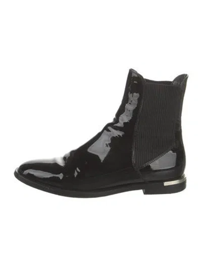 Pre-owned Jimmy Choo Patent Leather Chelsea Boots In Black