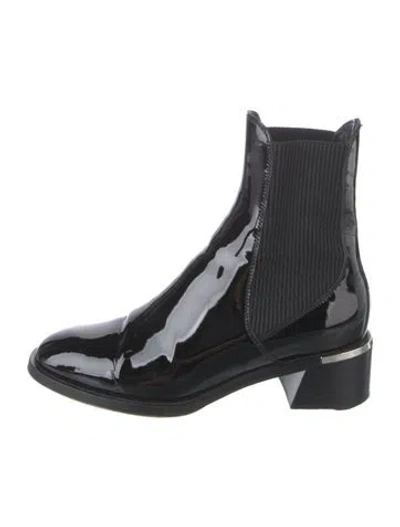 Pre-owned Jimmy Choo Patent Leather Chelsea Boots In Black