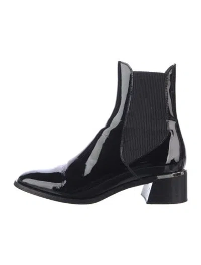 Pre-owned Jimmy Choo Patent Leather Chelsea Boots In Black