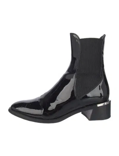 Pre-owned Jimmy Choo Patent Leather Chelsea Boots In Black