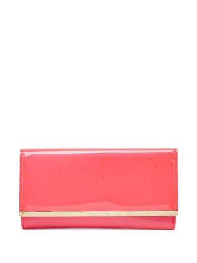 Pre-owned Jimmy Choo Patent-leather Clutch Bag In Red