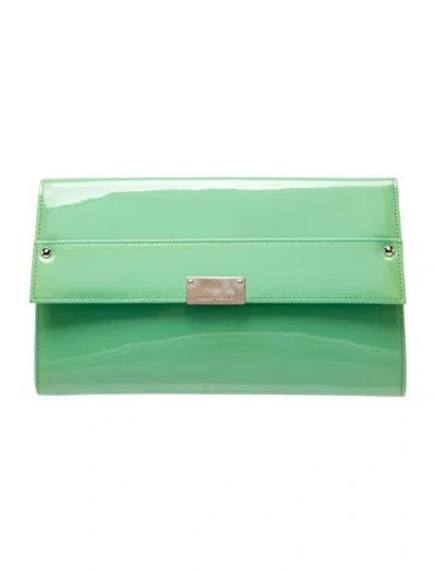 Pre-owned Jimmy Choo Patent Leather Clutch In Green