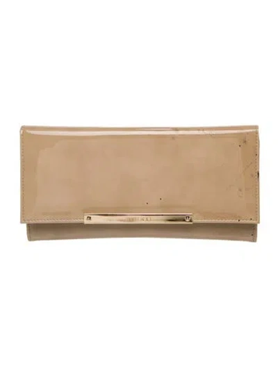 Pre-owned Jimmy Choo Patent Leather Clutch In Neutral