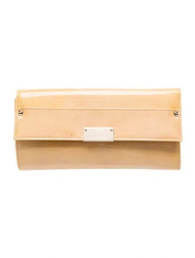 Pre-owned Jimmy Choo Patent Leather Clutch Vintage In Yellow