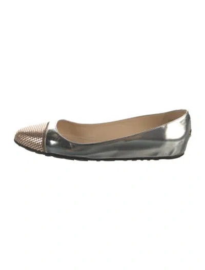 Pre-owned Jimmy Choo Patent Leather Colorblock Pattern Ballet Flats