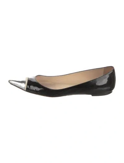 Pre-owned Jimmy Choo Patent Leather Colorblock Pattern Ballet Flats In Black