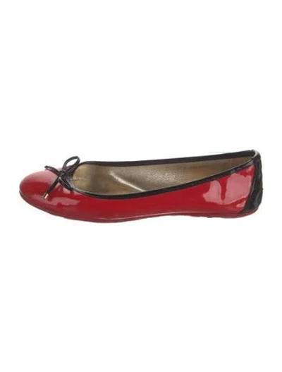 Pre-owned Jimmy Choo Patent Leather Colorblock Pattern Ballet Flats In Red