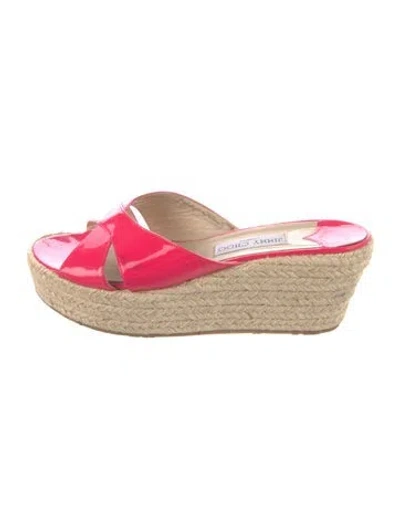 Pre-owned Jimmy Choo Patent Leather Colorblock Pattern Espadrilles In Pink