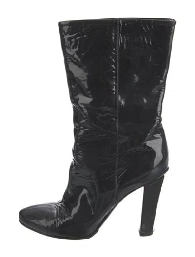 Pre-owned Jimmy Choo Patent Leather Combat Boots In Black
