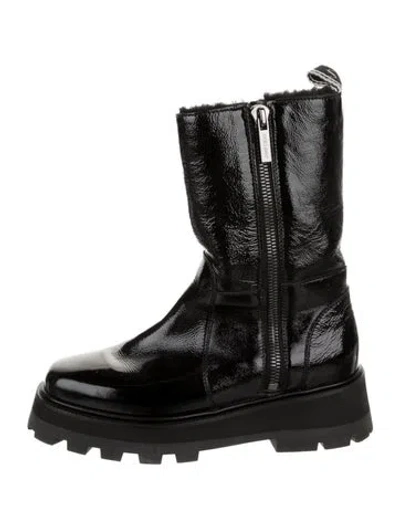 Pre-owned Jimmy Choo Patent Leather Combat Boots In Black