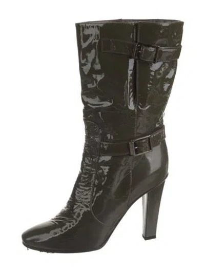 Pre-owned Jimmy Choo Patent Leather Combat Boots In Green