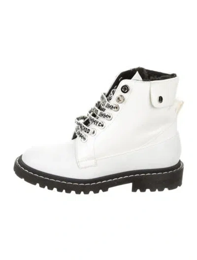 Pre-owned Jimmy Choo Patent Leather Combat Boots In White