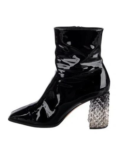 Pre-owned Jimmy Choo Patent Leather Crystal Embellishments Boots In Black