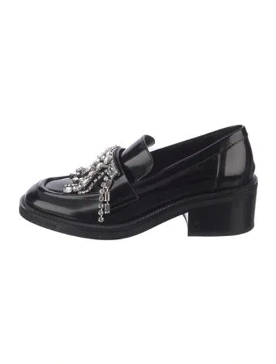 Pre-owned Jimmy Choo Patent Leather Crystal Embellishments Loafers In Black