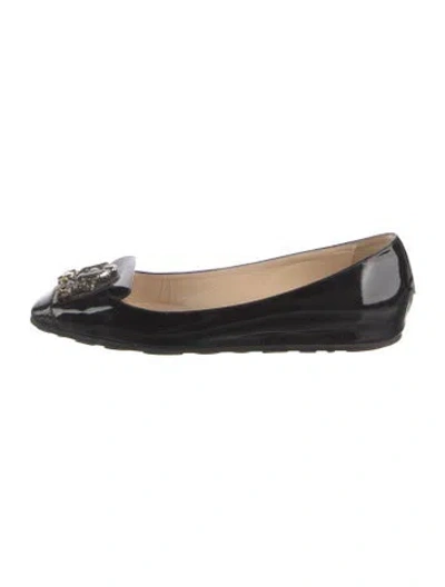 Pre-owned Jimmy Choo Patent Leather Crystal Embellishments Loafers In Black