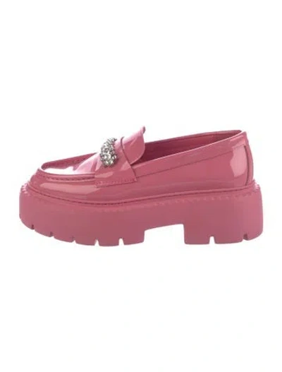 Pre-owned Jimmy Choo Patent Leather Crystal Embellishments Loafers In Pink
