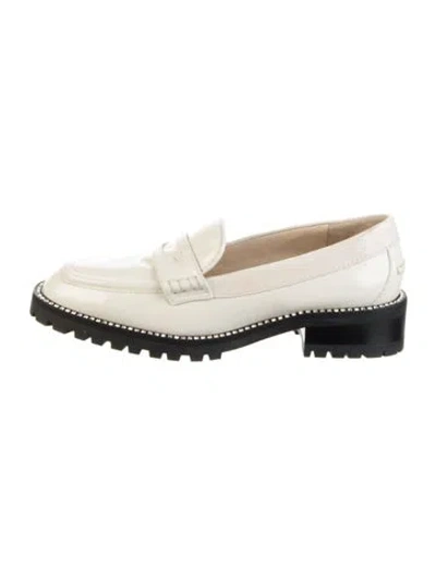 Pre-owned Jimmy Choo Patent Leather Crystal Embellishments Loafers In White