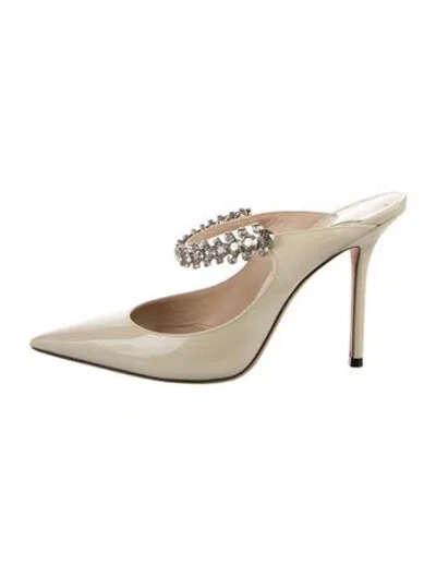 Pre-owned Jimmy Choo Patent Leather Crystal Embellishments Mules