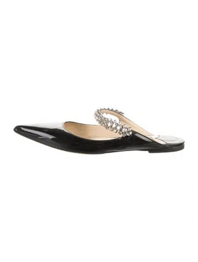 Pre-owned Jimmy Choo Patent Leather Crystal Embellishments Mules In Black