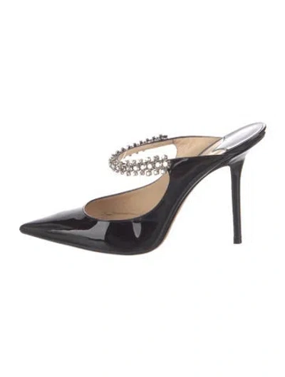 Pre-owned Jimmy Choo Patent Leather Crystal Embellishments Mules In Black