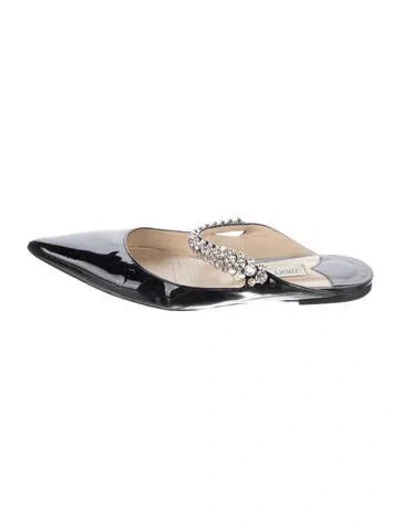 Pre-owned Jimmy Choo Patent Leather Crystal Embellishments Mules In Black
