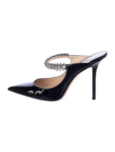 Pre-owned Jimmy Choo Patent Leather Crystal Embellishments Mules In Blue