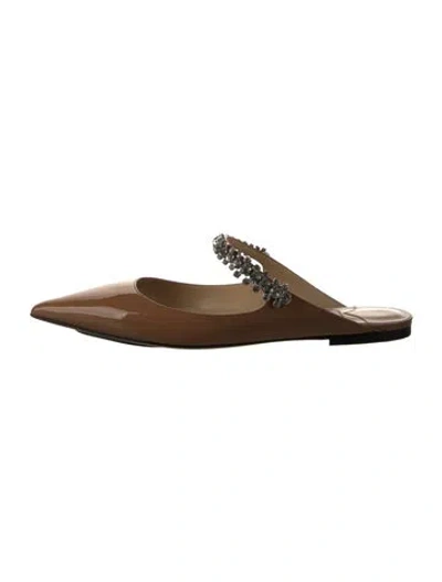 Pre-owned Jimmy Choo Patent Leather Crystal Embellishments Mules In Brown