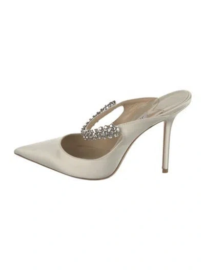 Pre-owned Jimmy Choo Patent Leather Crystal Embellishments Mules In Metallic/neutrals