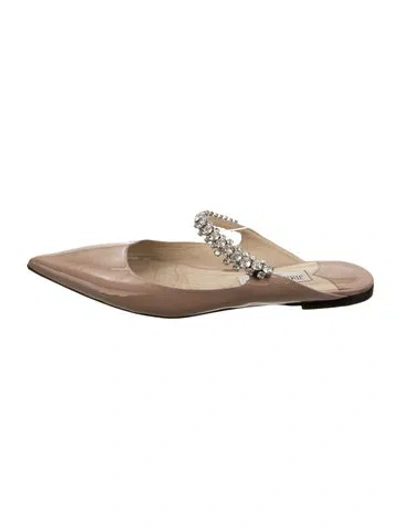 Pre-owned Jimmy Choo Patent Leather Crystal Embellishments Mules In Neutrals