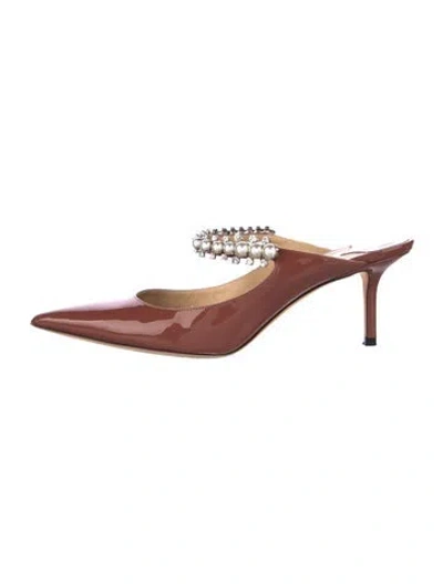 Pre-owned Jimmy Choo Patent Leather Crystal Embellishments Mules In Pink