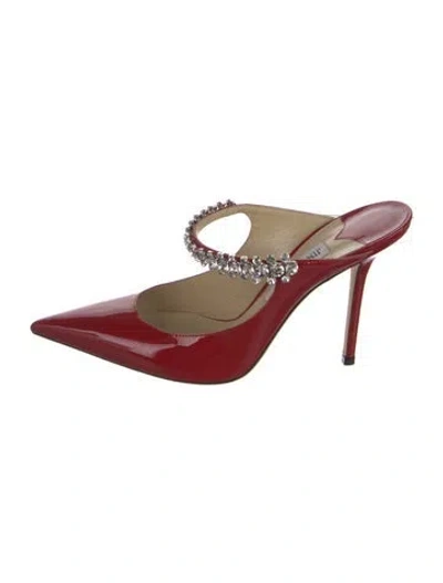 Pre-owned Jimmy Choo Patent Leather Crystal Embellishments Mules In Red