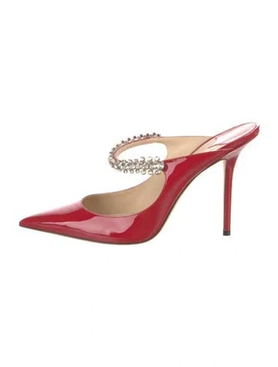 Pre-owned Jimmy Choo Patent Leather Crystal Embellishments Mules In Red