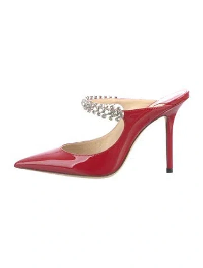 Pre-owned Jimmy Choo Patent Leather Crystal Embellishments Mules In Red